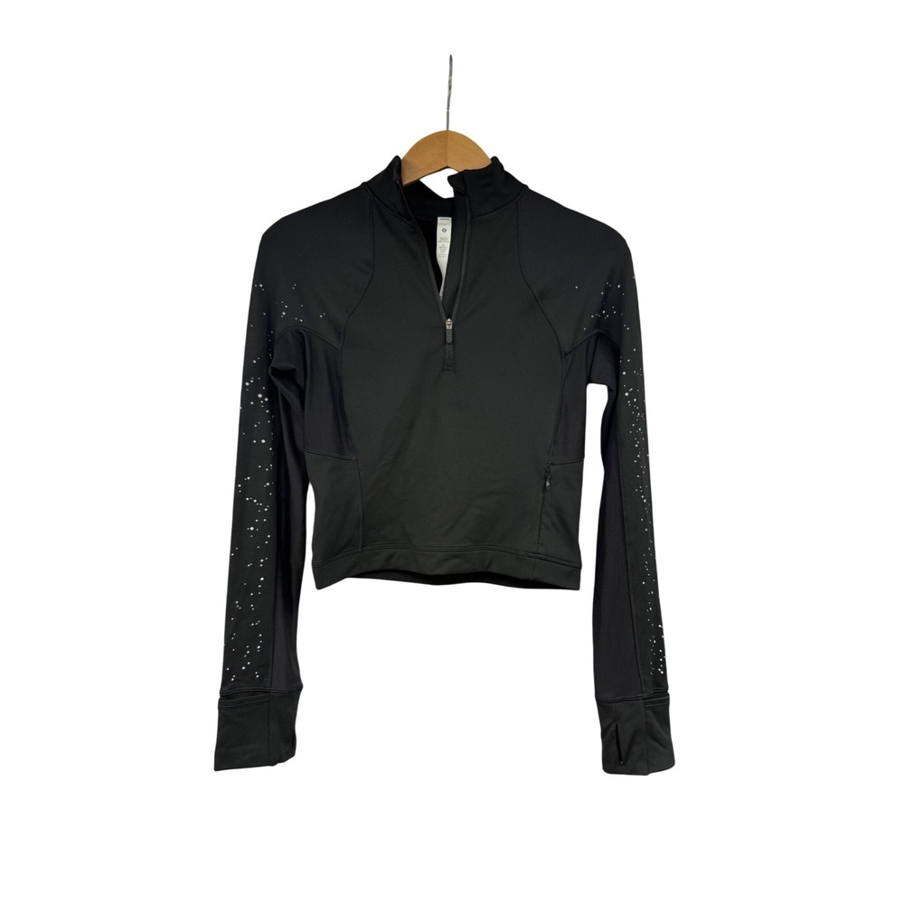 Lululemon It's Rulu Run Reflective 1/2 Zip Pullover Black size 4